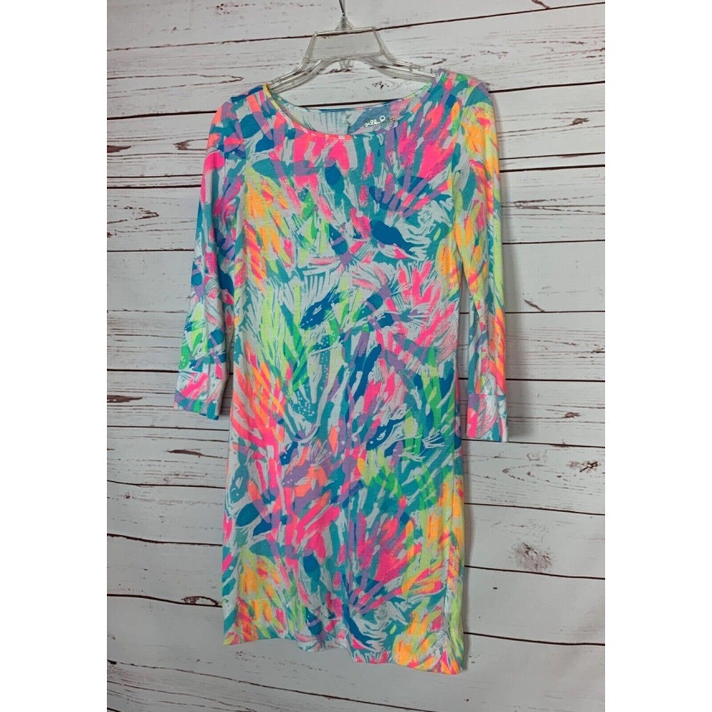 Lilly Pulitzer Women's XXS Extra Extra Small White Pink Blue Marlowe Cute Dress
